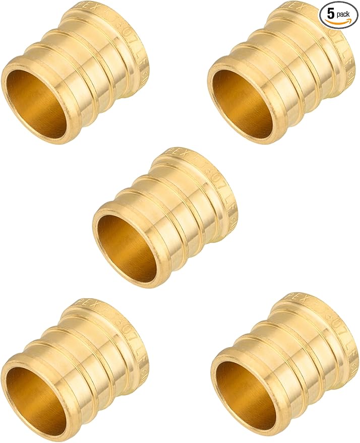 (Pack of 5) EFIELD Pex 1-inch End Cap (Plug) Crimp Brass Fittings, ASTM F1807, ANSI/NSF-61,(PEX1807329)