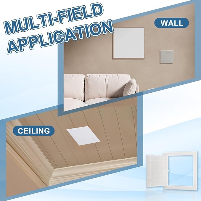 PATIKIL Access Panel for Drywall 10x10 Inch, 1 Set ABS Plastic Wall Hole Cover Access Door with Double-Sided Tape for Wall Ceiling Electrical, White