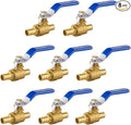 8 Pack Ball Valves, 1/2" Pex Crimp Shut Off Valve Blue, Brass Full Port Pex B Shut Off Ball Valve for Hot and Cold Water, NSF/ANSI 61 Certified