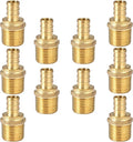 10-Pack HeSun PEX Fittings, 1/2" PEX x 1/2" Male NPT, 1/2 Inch Brass Crimp Male Adapter Fitting, ASTM F1807(PEX1807017)