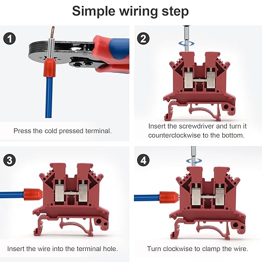 Red UK-2.5B Rail Type Terminal Block Voltage and Current Safety Ground Terminal Block 800V 32A 2.5 Square mm 100 Pack