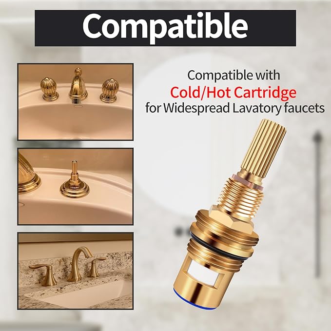 Brass 1-001 & Brass 1-002 Ceramic Valve Set，Replacement Hot Widespread Cartridge and Cold Widespread Cartridge,Brass Construction (Brass 1-001 & Brass 1-002)