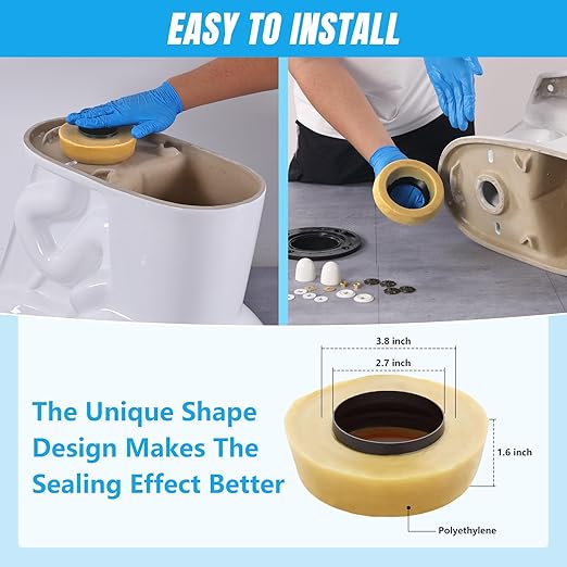 Extra Thick Toilet Wax Ring Replacement Kit– Bowl Seal Ring Includes Brass Bolts, Nuts, Washers and Caps, Compatible with Toilet Flange Below-Floor or Level, Fits 3" & 4" Drain Pipes