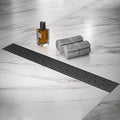 Linear Shower Drain 24 Inch, Bubbles Shower Drain SUS-304 Stainless Steel, 51L/Min Fast Drainage Floor Linear Drain, US Standard CUPC Certified, Matte Black, SD-099