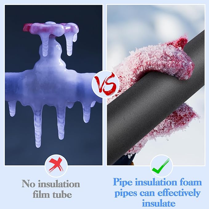 6 Pcs Pipe Insulation Foam Tube Black Pipe Wrap Freeze Protection Heat Preservation Pipe Covers for Tubing Outdoor Water Pipe Freeze Protection (1.3FTx0.86in)