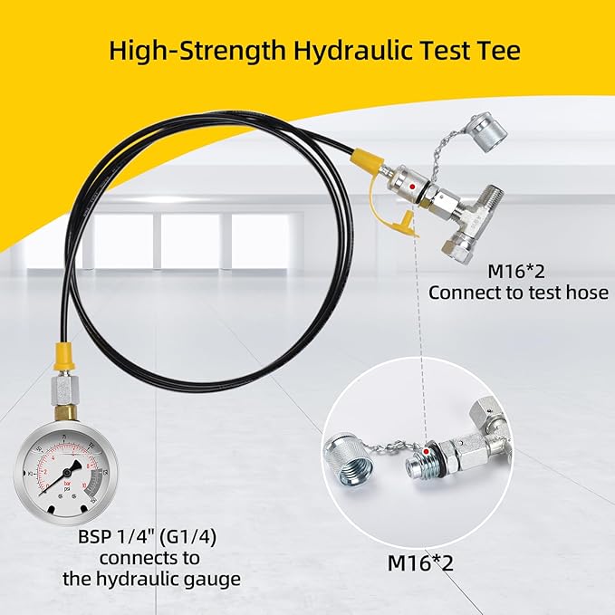14Pcs Tee Fittings Connector Set - Hydraulic Fitting Tee Kit Include JIC37 and JIS30 Test Fittings, for Excavators and Construction Machinery Hydraulic Systems