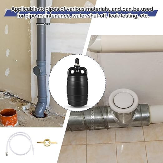 2 Inch Inflatable Pipe Plug Sewer Test Plug with 39.37 Extension Hose Rubber Plumbing Test Balloon for Sewage Pipeline Inspection