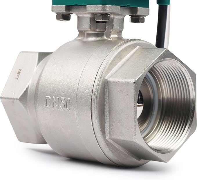 U.S. Solid 2" Motorized Ball Valve with US Plug 110VAC Stainless Steel Electrical Ball Valve,Auto Return, Normally Closed, IP65(8-PACK)