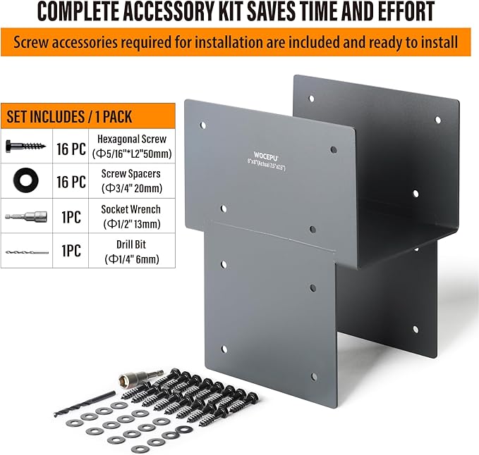 1 Pack Heavy Duty 8x8 (Actual 7.5"x7.5") Stainless Steel Post Caps Tie Bracket , Fit Connecting Wood Gazebo, Deck Patio Post and Wood Beams Bracket ( Dark Ggray)