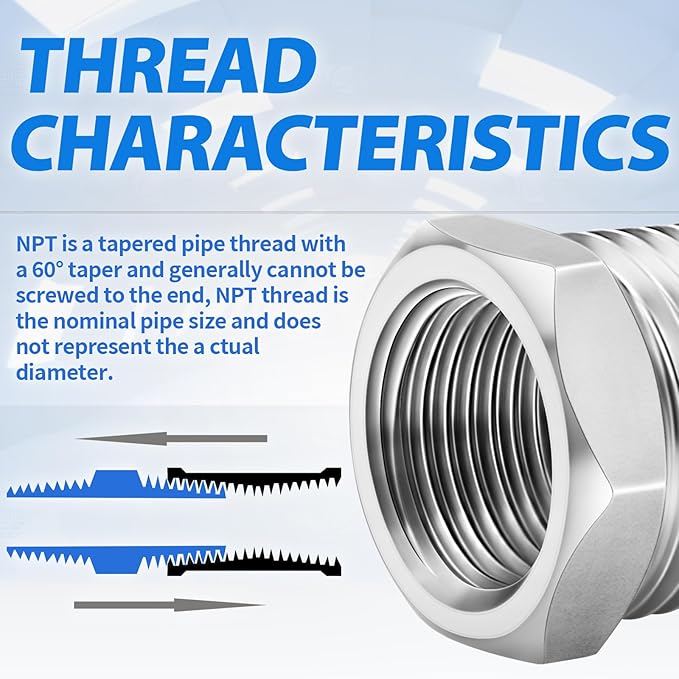 ChillWaves 304 Stainless Steel Pipe Fitting, Reducer Hex Bushing 1" NPT Male x 3/4" NPT Female Thread Adapter(3-PACK)