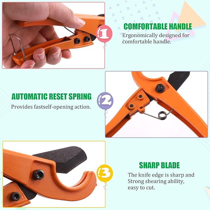 Keadic 52Pcs Ear Hose Clamp Crimping Tool and PEX Pipe Cutter for 1/8 inch-1 1/4 inch Tube with [6mm to 18.5mm] 304 Stainless Steel Clamps, PEX Cinch Fastening Tool for Automotive Marine Motorcycl
