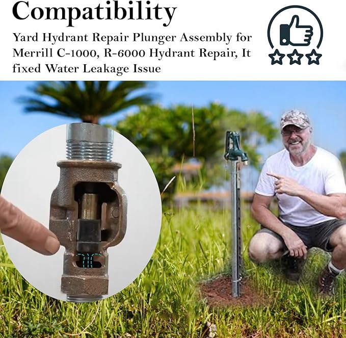 A115 Hydrant Plunger Assembly for Merrill C-1000, R-6000 Yard Hydrant Plunger Repair 1 Pack