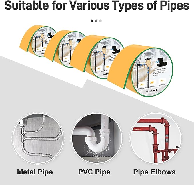 Pipe Insulation Tape, Foam Insulation Tape for Outdoor Pipes Winter Freeze Protection, Foam Pipe Insulation Wrap, Heat Tape for Water Pipes, Copper Pipes, PVC, AC Line, 4in x 15ft, Green