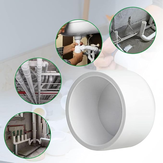 LESSO 2 inch PVC Pipe End Cap | 4 pack Schedule 40 Industrial pipe fittings 2" PVC Pipe External Plug Adapter for Build DIY Garden Shelf, White