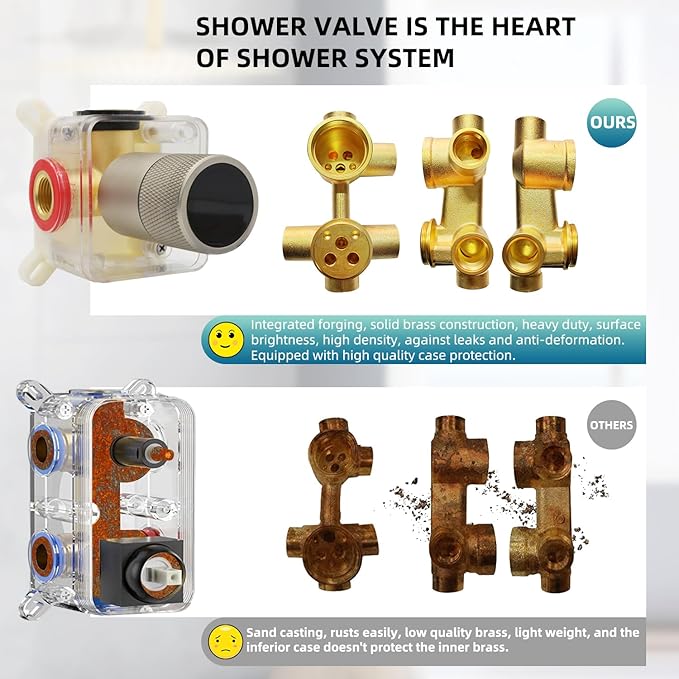 Digital Display Shower Valve Shower Valve Single Way Shower Diverter Valve Shower Mixing Valve Can Use All the Time Brushed Nickel