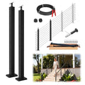Upgraded 2-12FT Swageless Black Stair Cable Railing Post Kit 36 Inch, 2 Heavy-Duty T304 Stainless Steel Post Fit 28-38 Degree Stairway, Patent Reusable Terminal, Outdoor Finish(No Handrail)
