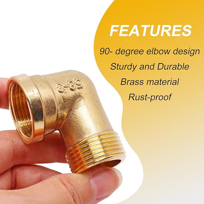 2pcs Brass Pipe Fitting 90 Degree Elbow 3/4" NPT Male to 3/4" NPT Female Pipe Fittings
