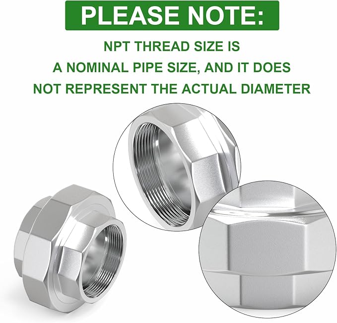 TAISHER 1PCS 304 Stainless Steel Union，2-1/2" NPT Female Cast Pipe Fitting