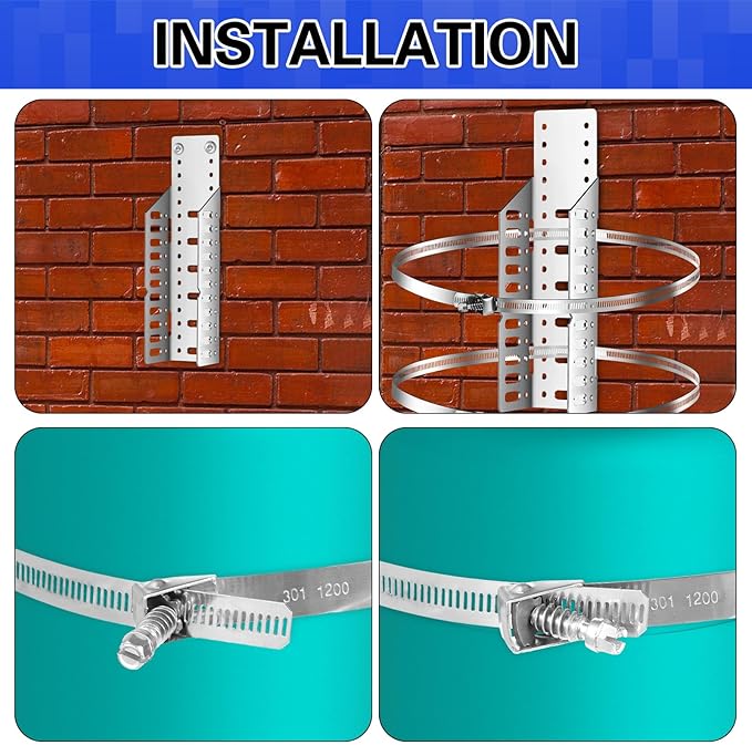 Blulu 2 Set Expansion Tank Mounting Bracket Thermal Expansion Tank Holder with 4 Water Heater Strap Earthquake Straps Nitrogen Propane Holder for 5 Gallon or 13 Inch Diameter Pole