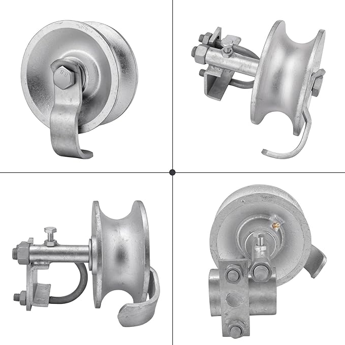 Sliding Gate Rollers, 5" Galvanized Steel Pipe Track Wheels for Chain Link Sliding Gates, Fits 1-7/8" and 1-5/8" Gate Frames & Track Pipes, Single U Bolt Hardware, Pack of 4