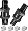EVIL ENERGY 1/2" (12mm) Check Valve, 2 Pcs Aluminum One Way Fuel Check Valve for Gasoline, Diesel & Coolant with Universal Hose Clamps, Black