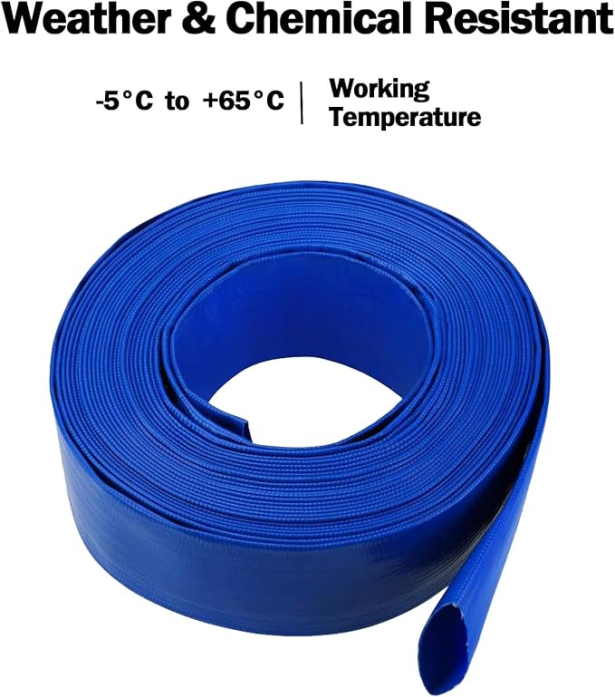 Eastrans 1 1/2 IN x 50 FT Pool Backwash Hose, Heavy Duty Flat Discharge Hose, Weather and Burst Resistant, Best Pool Hoses for Inground Pools, Pool Filter Hose & Pool Drain Hose