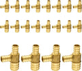 20-Pack PEX Fittings Niikappu 1"x3/4"x3/4" Pex Tee, Brass Crimp Pipe Fittings for PEX Pipes, ASTM F1807