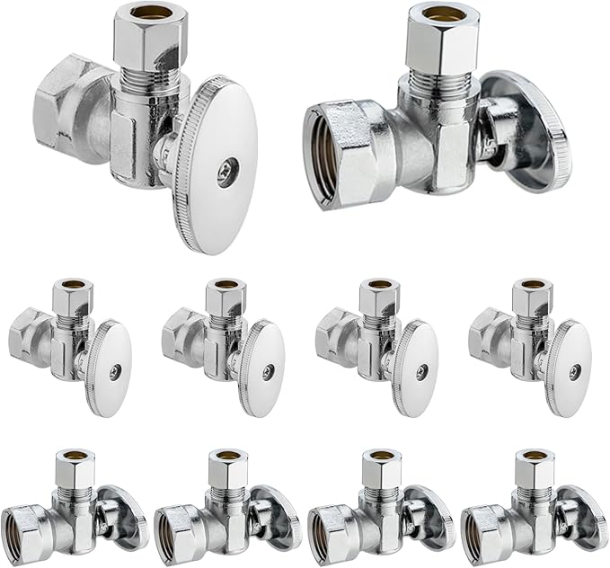 [10 Pieces] Lingmfg Angle Valve Shut Off Valve 1/2" NPT Thread x 3/8" Compression LING-AV38-1/2FNPT-A-10