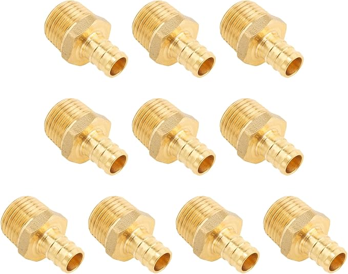 Brass Pipe Fitting 3/4 Male NPT * 3/4 PEX Adapter - Anti-Corrosion, Lead-Free, 5 Year Warranty, Easy Installation - Multiple Certifications for Plumbing Repairs (10 Pack)