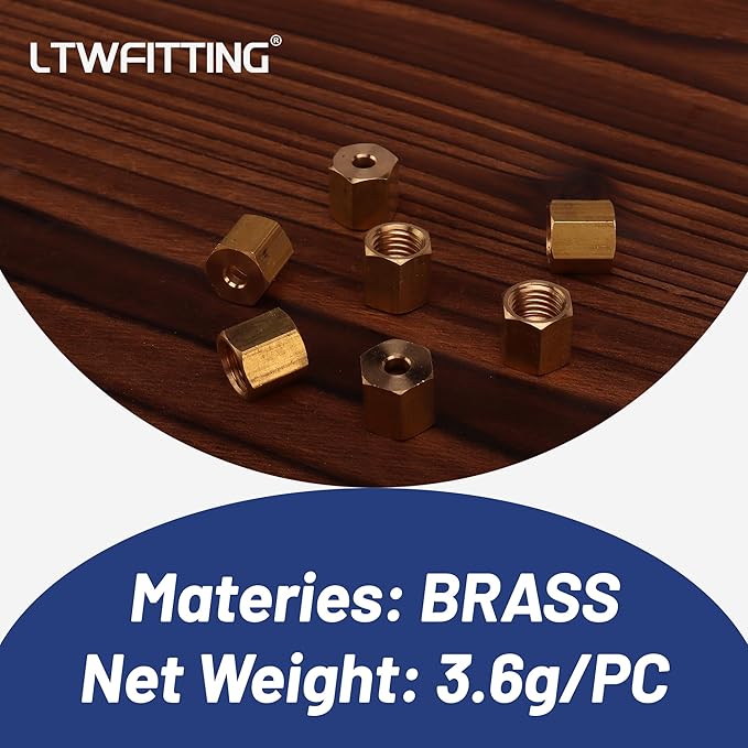 LTWFITTING 1/8-Inch Brass Compression Nut,Brass Compression Fitting(Pack of 1500)