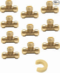 10-Pack EFIELD 1/2-Inch Tee Push-Fit Fitting to Connect Pex, Copper, CPVC with a Disconnecting Clip, UPC Certified,(PF080)