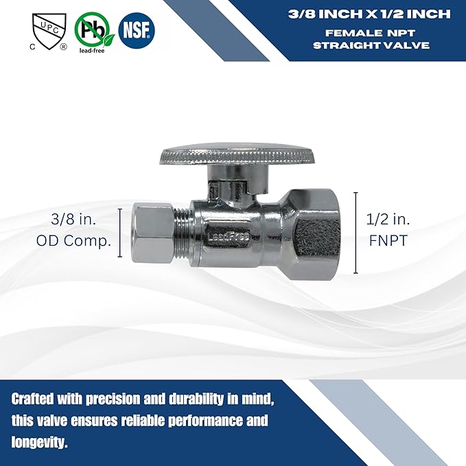 XFITTING 1/2 Inch Female NPT x 3/8 OD Compression Straight Valve, 30-1-4=10XX, 10 Pieces