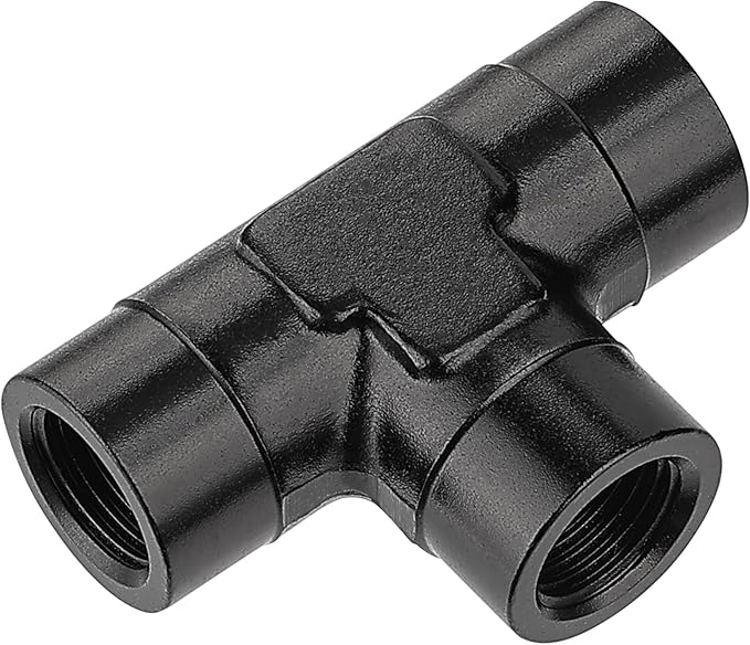 EVIL ENERGY 1/8 NPT Female Tee Fitting Adapter T Union Aluminum Black