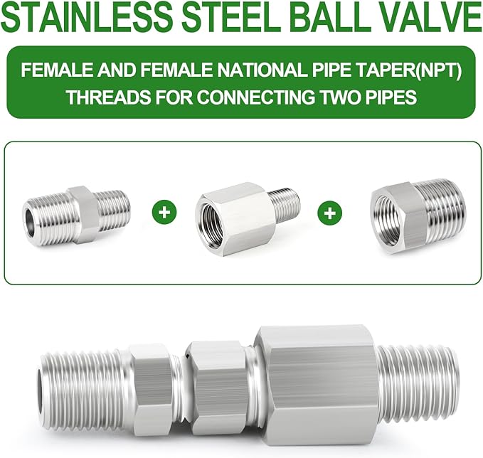 TAISHER 10PCS 304 Stainless Steel Pipe Fitting, Reducer Adapter, 1/8" NPT Male x 1/4" NPT Female