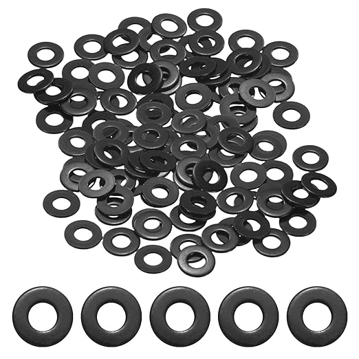 200-Pack 8# Flat Washers, 7/16" OD 304 Stainless Steel Washers for Bolts Screws Nuts for Automotive/Machinery/Furniture, Flat Metal Washers [Black Galvanized]