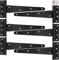 HLMOptimo Heavy Duty T Hinge Tee Hinge T Strap Hinge Shed Hinge Gate Hinge Barn Hinge Fence Hinge Door Hinge Wrought Rustproof All Size Black (6 pcs, 10 inch