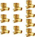 (Pack of 10) EFIELD Pex 3/4 Inch X 3/4 Inch Female NPT Drop-ear Elbow Crimp Brass Fittings, For Potable Water, ASTM F1807,(PEX1807169)