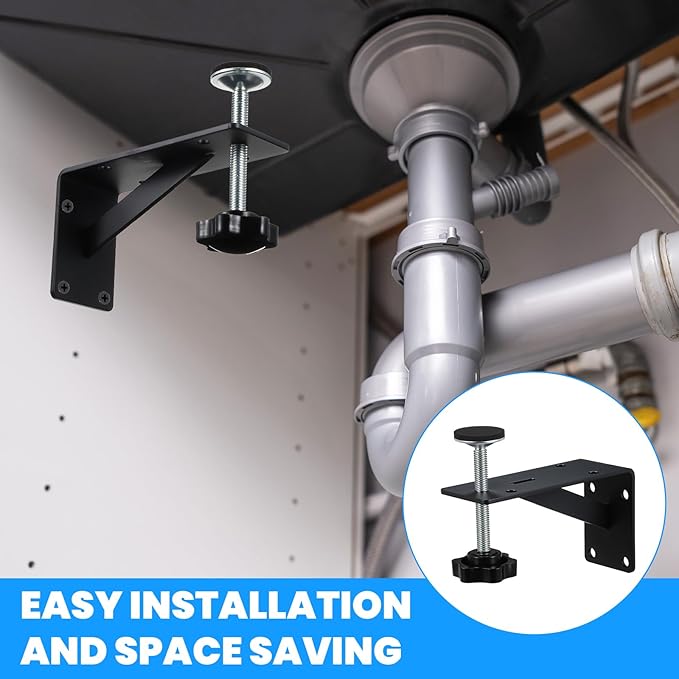 4PCS Black Undermount Sink Brackets, Adjustable Undermount Sink Support Under Mount Sinks Repair Kit for Narrow Cabinet Heavy-Duty Stainless Steel Mounting Bracket