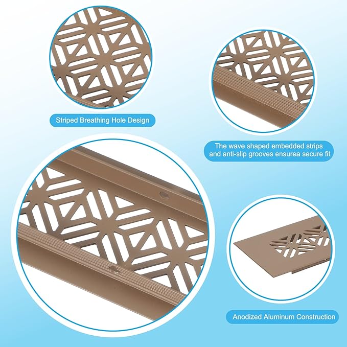 PATIKIL 12 x 2 Inch Door Air Vent Cover, 2 Pcs Heavy Duty Aluminum Grille Ventilation Cover Louvered with Mounting Screws for Cabinet Wardrobe Door, Brown