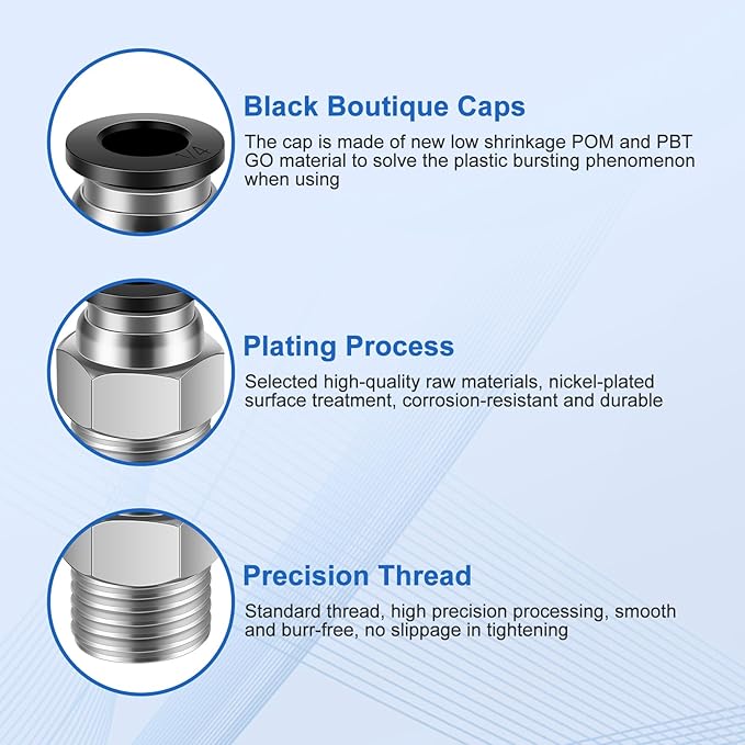 12 Pcs Push to Connect Fittings 1/4 Inch Tube OD x 1/4 Inch NPT Thread Pneumatic Male Straight and Elbow Quick Connect Air line fittings