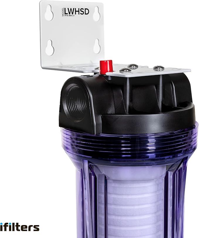iFilters Whole House Sediment Filter System for Dirt, Sand, Silt, Rust and Scale - Clear Housing - 3/4" Ports - Pressure Relief Button