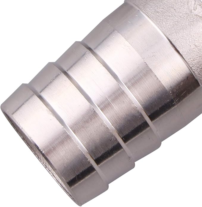 DERNORD 1 1/4" Hose Barb x 1" Male NPT Stainless Steel 90 Degree Elbow- Home Brew Pipe Fitting