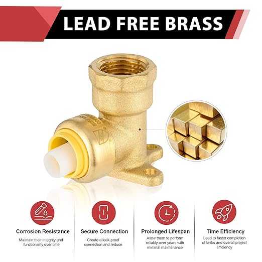 10-Pack EFIELD 3/4" Push Fit x 3/4" Female NPT Drop-Ear Elbows with 1 Disconnection Tool Clip