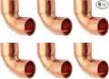 6Pcs 3/8 Inch ID 0.8mm Thick Pure Copper 90 Degree Elbow, Short Radius Pipe Fitting with Sweat Solder Connection for Plumbing HVAC Refrigeration System