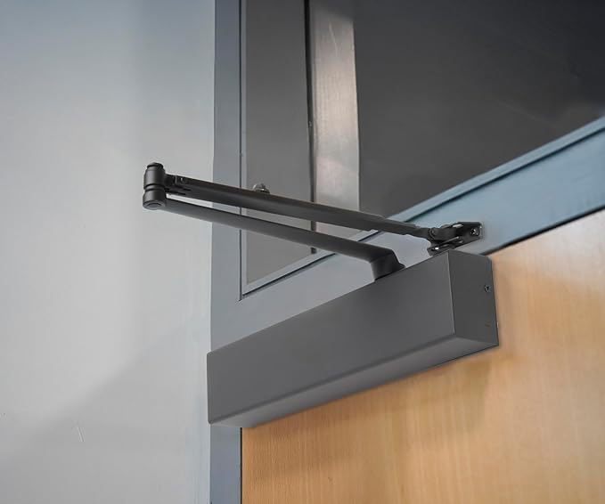 Brinks Commercial Heavy Duty All-in-One Door Closer with Mounting Plate, UL Listed, Bronze - Commercial Door Closer for Businesses