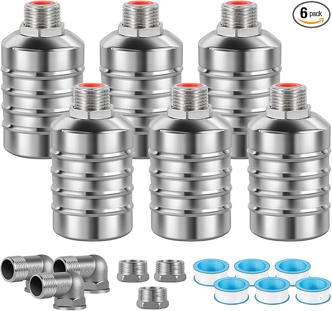 JUXILPP 6pcs 304 Stainless Steel Automatic Float Valve 1/2" and 3/4" Connection Types Precise Control Water Level Controller Water Level Control Float Valve for Sink for Water Tank Livestock Troughs