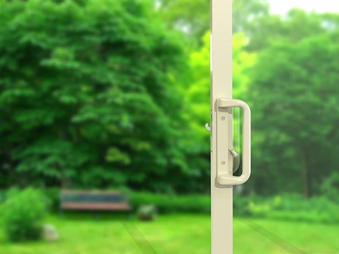 House Guard Beige Color Patio Door Handle Set with Mortise Lock,Suitable for replacement Sliding Patio Doors Lock 3-15/16”Screw Hole Spacing.Choices That Add a Unique To Your Patio Glass Sliding Door.