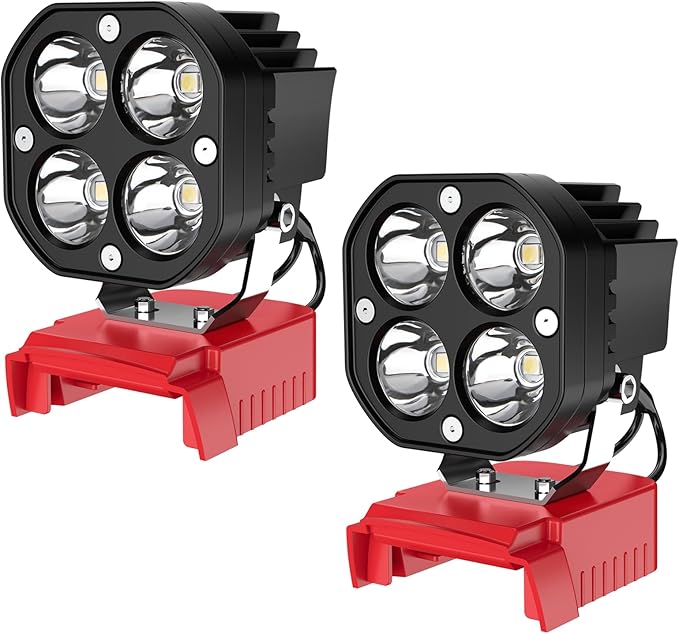 2 Packs Azocek LED Work Light Compatible with Mil-wau-kee 18V Battery, 40W 6000LM Flashlight,18V Battery Cordless Work Light 120°Adjustable with Low Voltage Protection for Outdoors Job Site Lighting