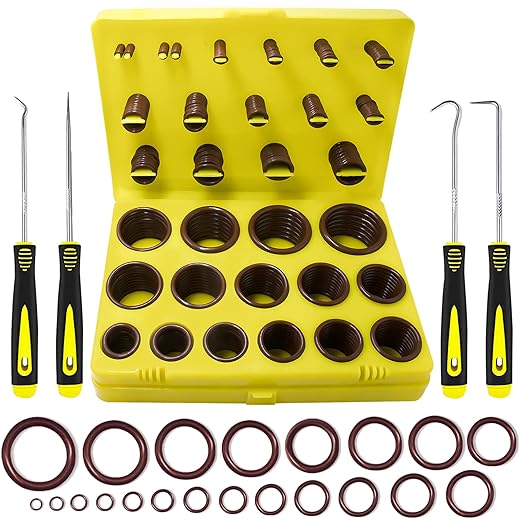 KEZE 382 Pcs SAE Viton O Ring Assortment Kit 30 Sizes Brown O-Ring Set for Various Automobiles Engines Pumps cylinders Plumbing High Temperature Chemicals Resistance 75A with O Rings Hook