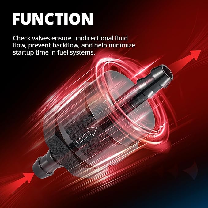 EVIL ENERGY 5/16" Check Valve, One Way Non-Return Valve Fitting Aluminum Black